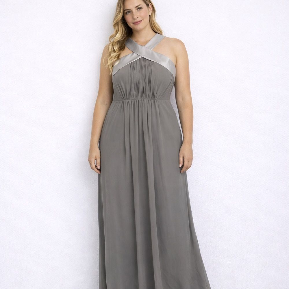 Azazie Charcoal Halter Maxi Dress